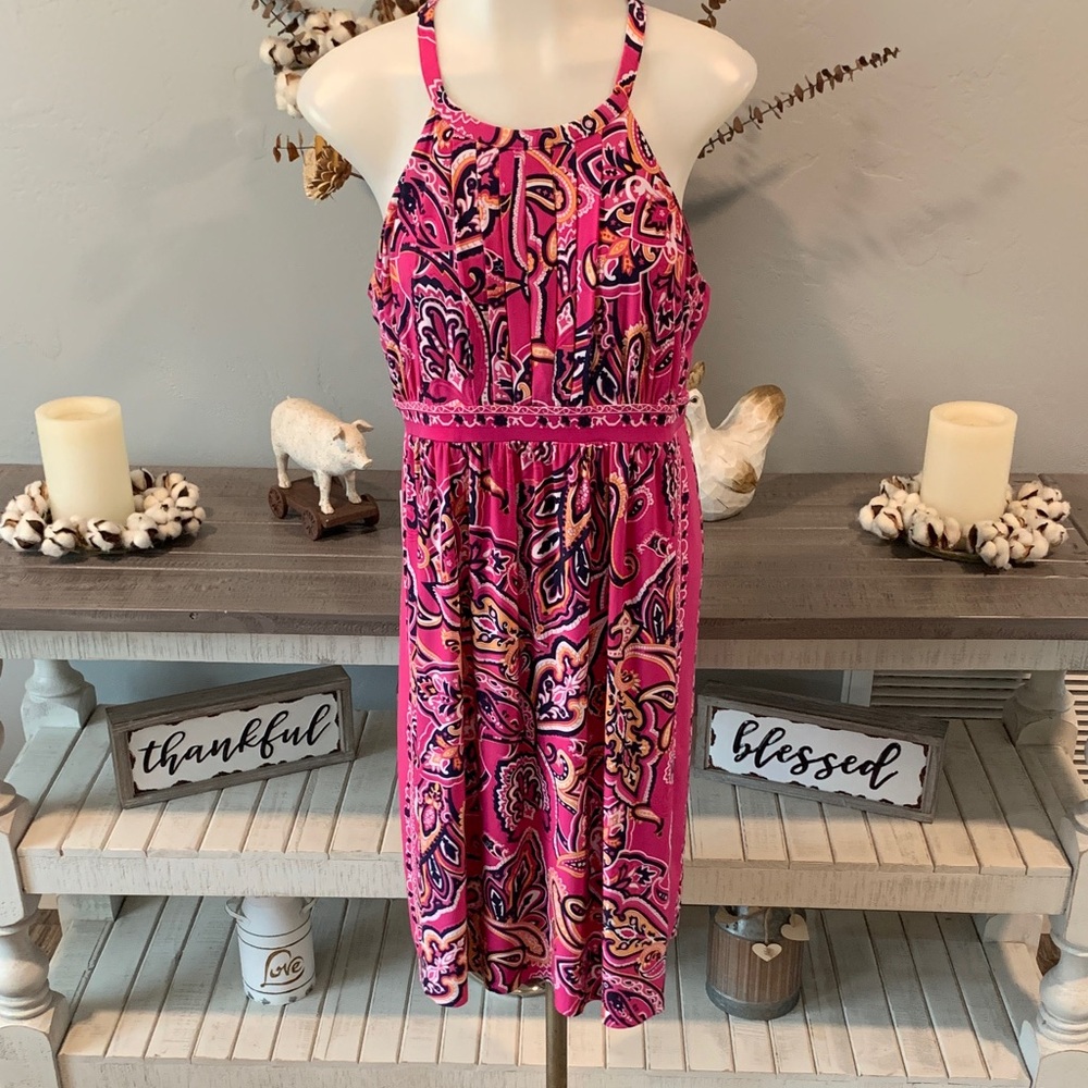INC International Concepts Vibrant Pink and Yellow Dress - Picture 1 of 4